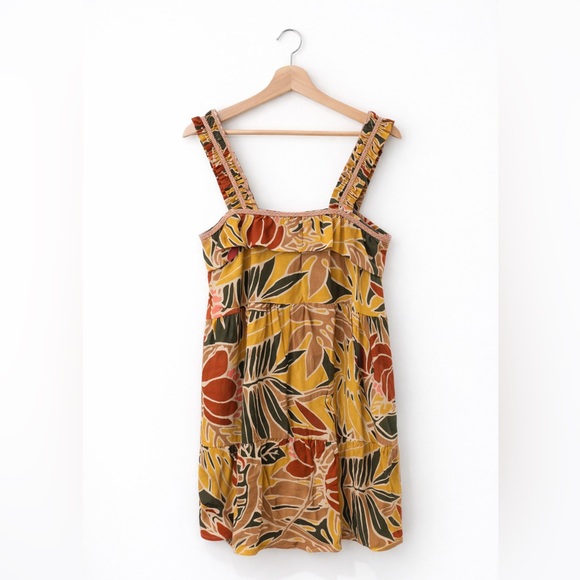 Sézane Vicky Leaves Filly Dress NWT | Ruffled Strap Babydoll Mini Size 38 (US 6) - Picture 3 of 5